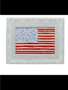 Texas House Floral Flag Hanging Sign, Red/White/Blue, 10"× 8"